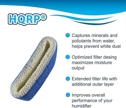 HQRP Wick Filter Compatible with Walgreens 890-WGN 890WGN LEV320 HF212-UL Cool Mist Humidifiers, W889-WGN Replacement, with Blue Layer