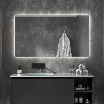 500 X800 mm Illuminated Backlit LED Bathroom Mirror, Wall Mounted Multifunction Bathroom Vanity Mirror with Lights and Demister Pad, Energy-Saving Illuminated Smart Mirror