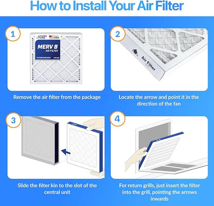 Filter King 20x7x1 Air Filter | 4-PACK | MERV 8 HVAC Pleated A/C Furnace Filters | MADE IN USA | Actual Size: 20 x 7 x .75"