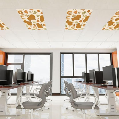 4 Pcs Fluorescent Light Covers for Ceiling Lights Cute Capybara Gifts Rainbows Leaves Abstract Shapes Earth Tones Decorative Magnets Light Filters for Office Home Classroom Must Haves 4’ x 2’
