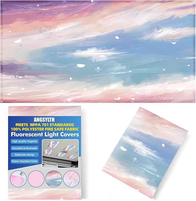 Fluorescent Light Covers - Classroom Covers for Ceiling Lights, 1 PCS 4 x 2 Feet Magnetic Light Filters, Classroom, Office Decor (Sunset glow)