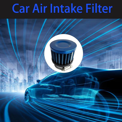Air Intake Filter - 1" Universal Breather Filter, Automotive Cold Air Filter, Car Valve Cover Oil Breather Turbo Vent Crankcase Cleaner Accessory, Fits Car Motorcycle (Blue)