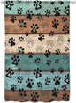 Sheer Curtains 72 Inches Long, Green Brown Paw Print Semi Sheer Curtains Light Filtering Window Treatment, Vintage Farmhouse Country Wooden Grain Privacy Voile Drapes for Living Room 52x72 Inch