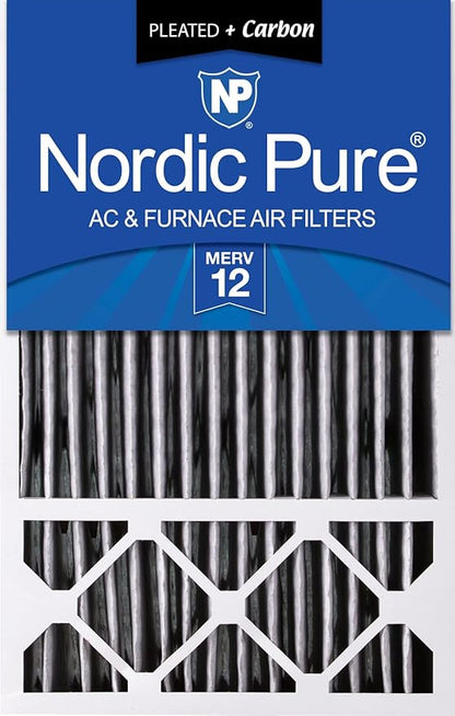 Nordic Pure 16x25x5 (Actual Size: 15 3/4 x 24 3/4 x 4 3/8) Honeywell Replacement Air Filters MERV 12 Plus Carbon 1 Pack