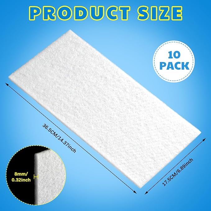 10 Pcs Pre-filter Cotton Replacement for Soldering Fume Extractor 14.4'' X 6.9'' Filter Refills Accessories for Contaminant and Smoke Removal Smoke Fume Absorber Filter