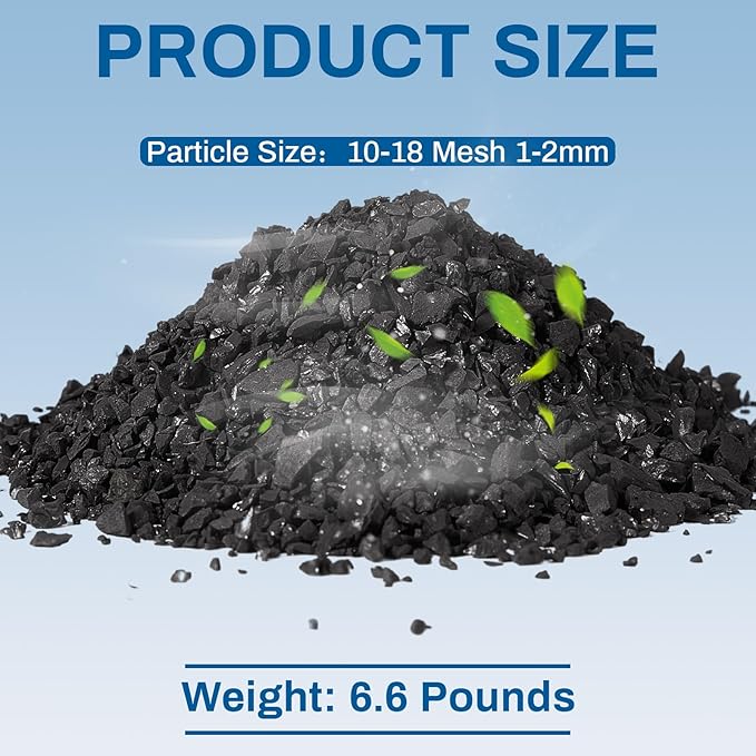 Timgle Bulk Water Air Filter Activated Charcoal Coconut Hull Granular Activated Carbon 10-18 Mesh Water Distiller Charcoal Filters Media for Filtration(6.6 Lbs)