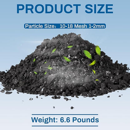 Timgle Bulk Water Air Filter Activated Charcoal Coconut Hull Granular Activated Carbon 10-18 Mesh Water Distiller Charcoal Filters Media for Filtration(6.6 Lbs)