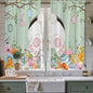 Easter Window Curtains 63 Inch Long 2 Panel Set, Rod Pocket Bedroom Curtains & Drapes, Spring Watercolor Bunny Eggs Wooden Grain Green Light Filtering Window Treatment for Living Room 42"W x 63"L