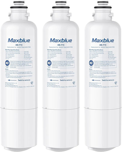 Maxblue BORPLFTR50 Replacement for Bosch® Ultra Clarity® Pro 11032531, 12033030, 11025825, BORPLFTR55, B36CD50SNS, B36CT80SNS, B36CL80ENS, B36FD50SNS, WFC100MF, Refrigerator Water Filter, 3 Filter