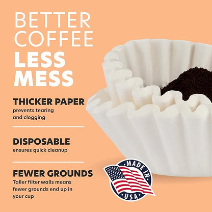Tupkee 12-Cup Large Coffee Filters - 9.75” x 4.25” - 500 Count - Tall Walled to Prevent Ground Overflow - Compatible with Bunn 12 Cup Commercial Coffee Maker & Large Home Machines - Made in the USA