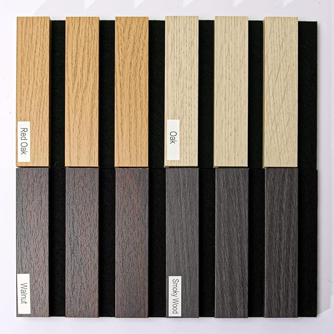 Wood Slat Wall Panel, 4 Pack Wood Panels for Wall, 3D Soundproof Wall Panels, Large Acoustic Panels for Interior Ceiling and Wall Decor Noise Reduction, Sample