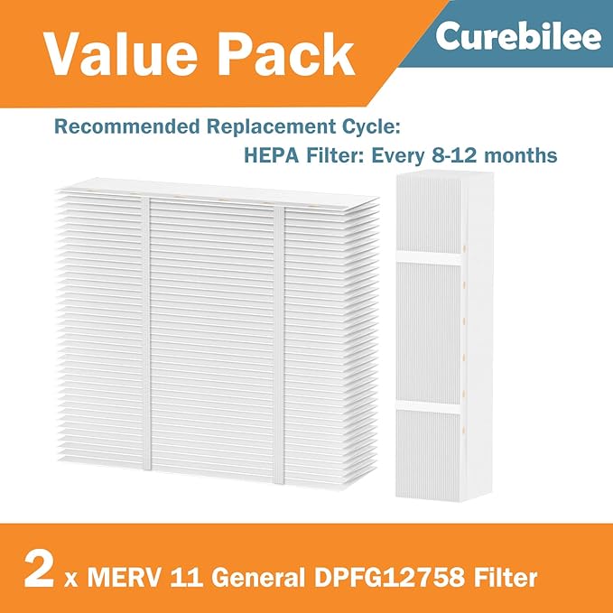 12758 Filter Replacement Compatible with GeneralAire DPFG12758, AC-1, AC-22, AC-3, Carrier 88NA2506MB01 and Carrier 31MF020/31MF120 or Bryant 902BX Air Cleaner Media, 20x25x5 MERV 11 Filter, 2 Pack