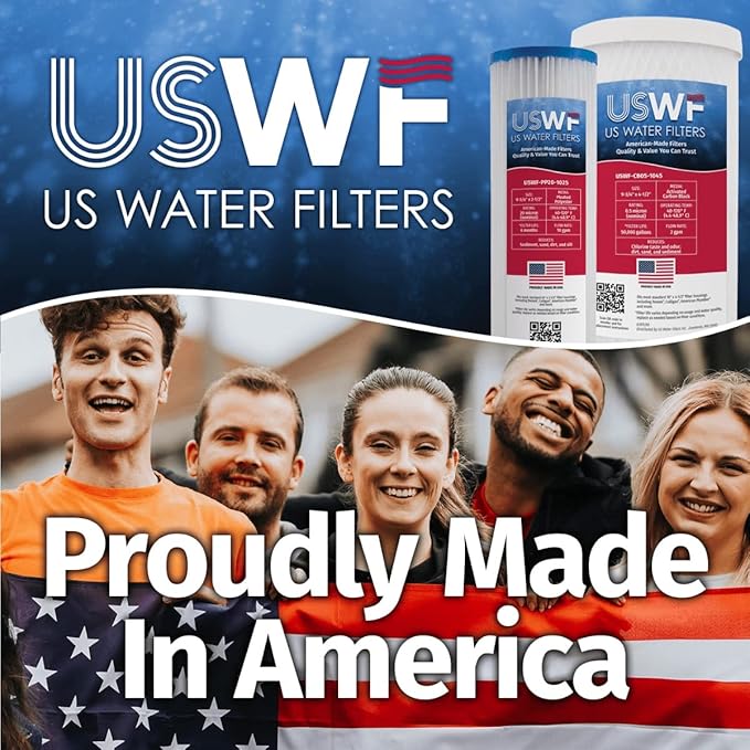 10 Micron 10 Inch x 2.5 Inch | 6-Pack String-Wound Polypropylene Whole House Sediment Replacement Cartridge | Compatible with Pentek CW-F, Hydronix SWC-25-1010 | Made in the USA, US Water Filters