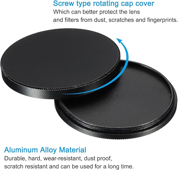 PATIKIL 52mm Lens Cap, Camera Lens Cap Cover Universal Lens Filter Stack Cap Front Metal Protective Case Cover with Cleaning Cloth for Photography Camera Filter