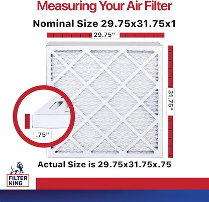 Filter King Air Filters 29.75x31.75x1 | 12-PACK | MERV 11 HVAC Pleated AC Furnace Filters | Actual Size 29.75 x 31.75 x .75"