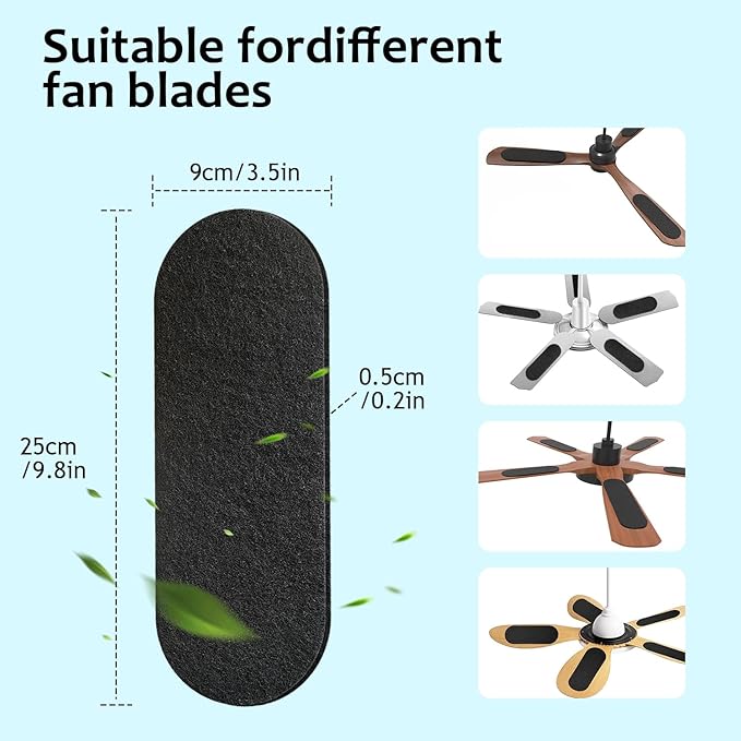 15pcs Ceiling Fan Filters for Blades Easy-Stick Strong Fixity Activated Coconut Carbon Fan Filter for Ceiling Fan, Universal Fan Blade Air Fresh Purifier Cat Litter Box Filter, Black