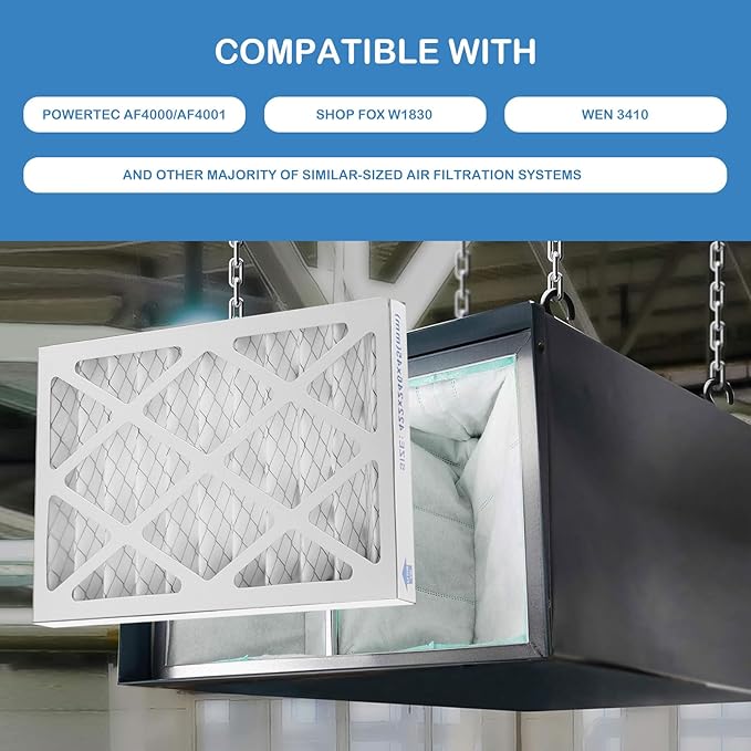 1 Micron Inner Filter and 5-Micron Outer Air Filter Replacement Compatible with WEN 3410, POWERTEC AF4000, AF4001, Shop Fox W1830, WEN 90243-026-2 Air Filtration Systems Woodworking, 2 Set