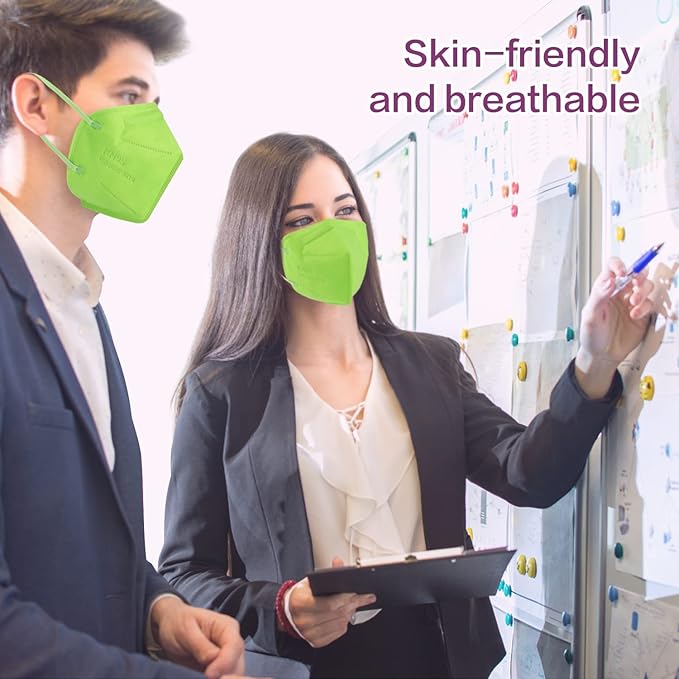 Miuphro KN95 Face Mask, 5-Layer Design Cup Dust Safety KN95 Masks 25 Pack, Green