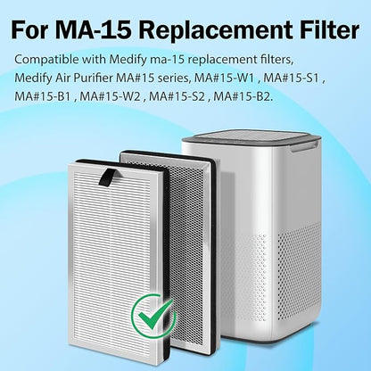 MA15 Replacement Filter Compatible with MA-15 Air Purifier, 3-in-1 Filtration System of MA15 Filters, H13 True HEPA and Activated Carbon Filter, 4 Pack