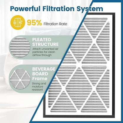 20x30x3 MERV 13 Air Filter Compatible with Zephyr VGF Series 20x30x3 Whole Home Deep Pleated Return Air Grille Filter, MERV 13 Air Filtration System, White 2 Pack
