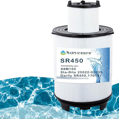 Savener® S8M150 System 3 Inner and Outer Cartridge, Compatible with Sta-Rite System 3 S8M150-KIT, 170147, 25022-0203s-25021-0202s, SR450 Swimming Pool Filter Cartridge, 450 Sq. Ft