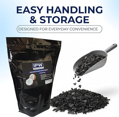 IPW Industries Inc. Bulk Activated Carbon for Aquarium & Water Filtration, 4x8 Mesh Coconut Shell Charcoal, Granular Activated Charcoal Water Filter, Replacement Carbon Water Filter Media - (5 Lbs)
