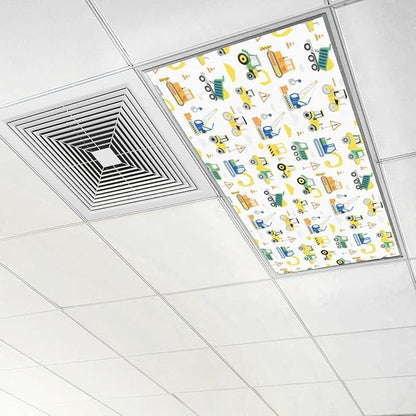 6 Pcs Fluorescent Light Covers for Ceiling Lights Construction Vehicles Excavators Dump Trucks Cranes Safety Signs Decorative Magnets Light Filters for Office Home Classroom Must Haves 4’ x 2’