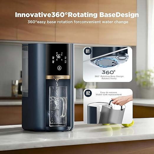 Countertop Reverse Osmosis Water Filter, 5 Stage RO Water Filtration System with UV, 4:1 Pure to Drain, Innovative 360° Swivel Base, Portable No Installation Water Purifier with Water Pitcher