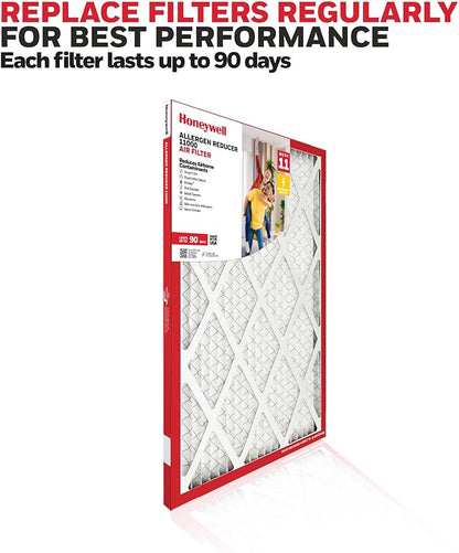 Honeywell 20x30x1 MERV 11 Allergen Reducer 11000 Electrostatic Pleated HVAC AC Furnace Air Filter (4-Pack) | Replacement Filter for Home Use | Made in USA