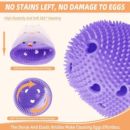 Silicone Egg Brush Cleaner, Egg Washer for Fresh Eggs, Egg Cleaner for Fresh Eggs, Egg Scrubber for Fresh Eggs, Reusable Cleaning Tools for Egg Washer (Purple)