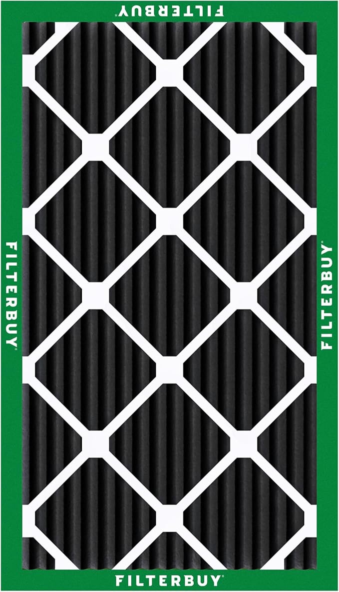 Filterbuy 12x30x1 Air Filter MERV 10 Odor & Allergy Defense with Activated Carbon (4-Pack), Electrostatic Pleated HVAC AC Furnace Filters Replacement, Made in USA (Actual Size: 11.88 x 29.88 x 0.75)
