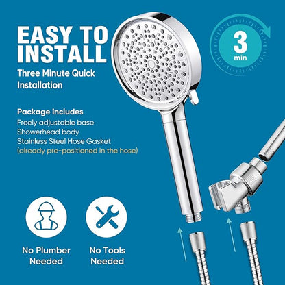 Cobbe Filtered Shower Head with Handheld, High Pressure 6 Spray Mode Showerhead with Filters, Water Softener Filters Beads for Hard Water - Remove Chlorine - Reduces Dry Itchy Skin, Chrome