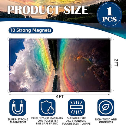 Fluorescent Light Covers - Classroom Covers for Ceiling Lights, 1 PCS 4 x 2 Feet Magnetic Light Filters, Classroom, Office Decor (Sunset)