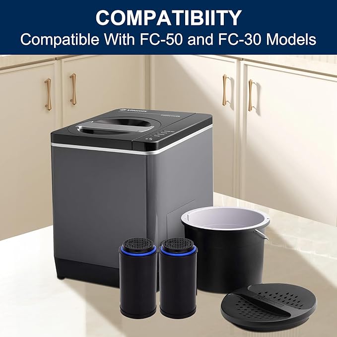 FC-50 Replacement Filters Compatible with Vitamix Foodcycler FC-50, FC-30 Models, Activated Carbon Odor Absorbing Filter, Compost Bin Odor Eliminator for Kitchen (4 Packs)