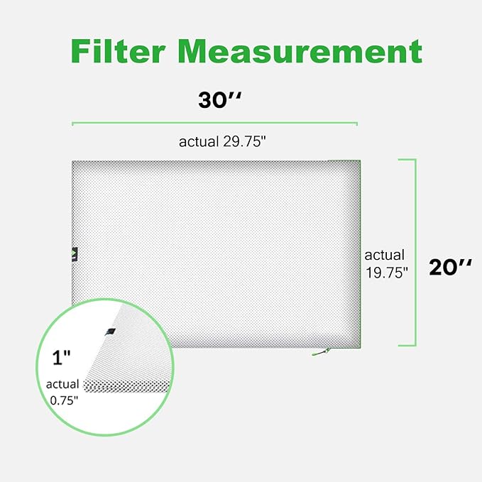 Reair 20x30x1 Extra Replacement Filter without Frame, Washable and Reusable Air Filter 20x30x1 for AC HVAC Furnace, MERV 8 Air Filters Machine Washable, AC Furnace Air Filter without Frame