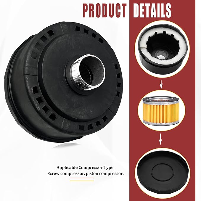generic 1pcs 32mm/1.25Inch Air Compressor Noise Reducer Silencer Filter,Plastic Shell Round Muffler Filter, Black