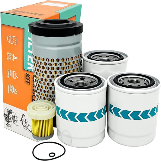 6C060-99410 Outer Air Filter HH160-32093 Oil Filter Maintenance Kit for Kubota B26 B2100 B2400 B2410 B2630 B2910 B3030 B7400 B7500 B7510 B7610 with HH670-37710 Filter HH660-36060 Oil Filter