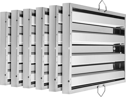 New Star Foodservice 54347 Stainless Steel Hood Filter 16" W x 25" H, Set of 6