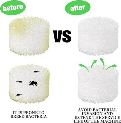 20 Pcs Replacement Air Filter Sponge for Compressor Foam Filters Round White Replacement Sponges with Portable Storage Box for Compressor System Accessories Cool Mist Device Inhaler