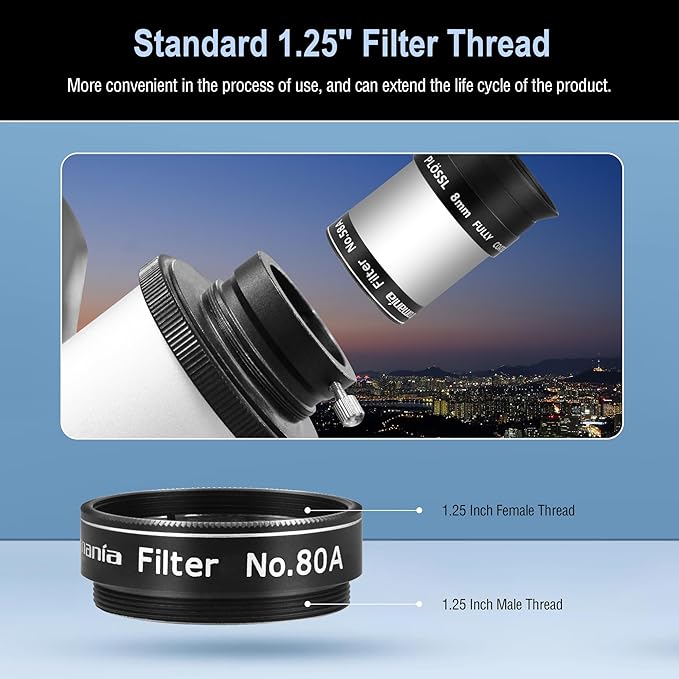 Astromania Telescope Eyepiece Filte Set 1.25 Inches, 4 Pcs Telescope Color Filter Set Including Red Yellow Green Blue, Eyepieces Filters Ideal Telescope Accessory for Planetary Moon Detail Observation