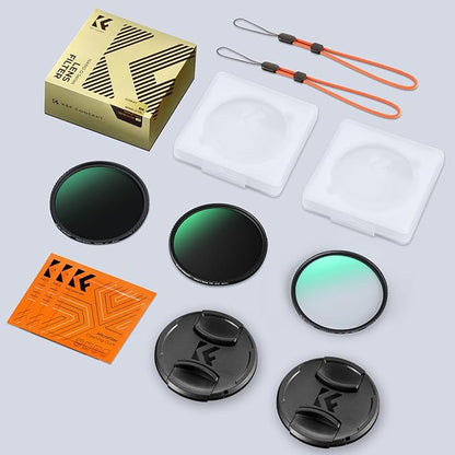 K&F CONCEPT 52mm CPL MCUV ND1000 Lens Filter 2 Lens Caps Kits Waterproof Polarizing + UV Protection + Fixed Neutral Density Camera Lens Filter with 24 Layer Coatings