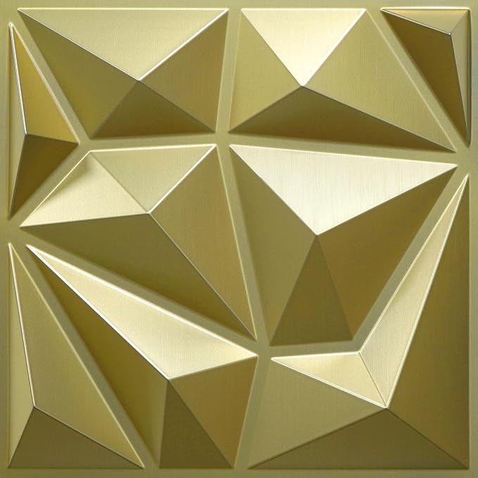 33 Pack Decorative 3D Wall Panels for Interior Wall Decor,12''x12'' Champaign Gold Diamond Design Accent Wall Panles for Living Room,TV Wall Background,Bedroom
