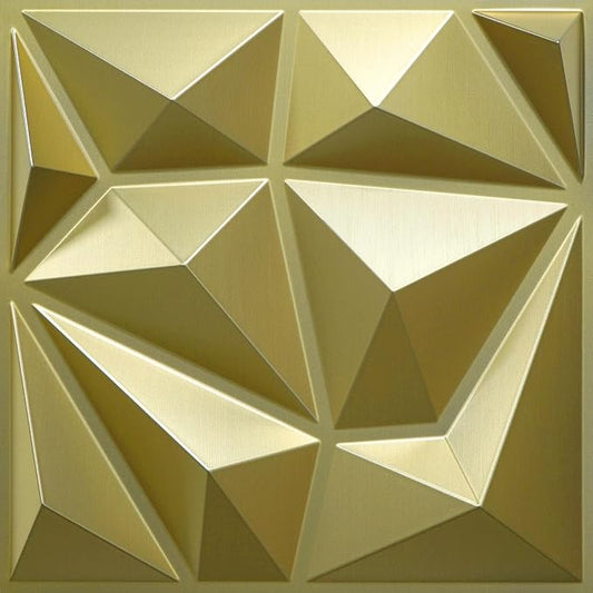 33 Pack Decorative 3D Wall Panels for Interior Wall Decor,12''x12'' Champaign Gold Diamond Design Accent Wall Panles for Living Room,TV Wall Background,Bedroom