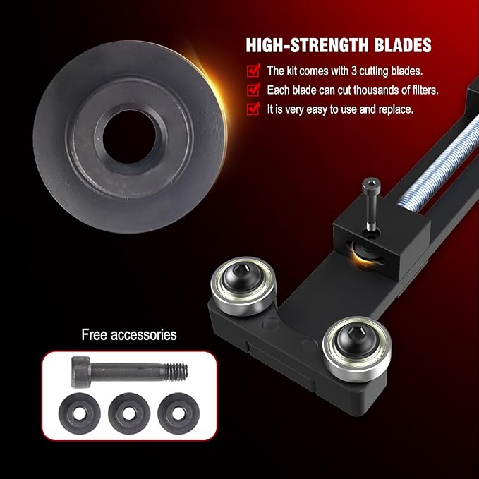 3mirrors Oil Filter Cutter Oil Filter Cutting tool with 3 Cutting Blade Fits Filter Cutting Range 1.95in-5.89in