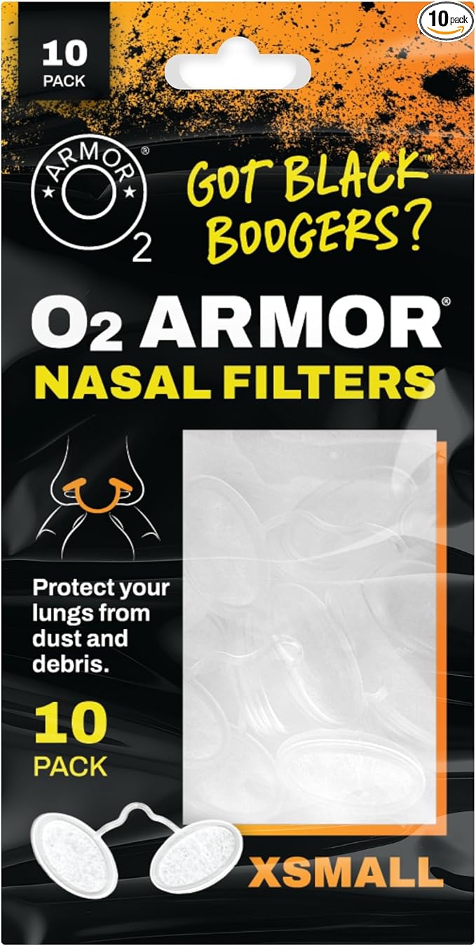 O2 Armor Nose Filters for Welders & Allergies - Nose Filter for Dust - Nasal Filters for Welding - Nose Dust Mask for Construction (10 Pack, Size X-Small)
