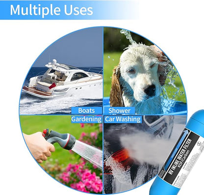 RV Inline Marine Water Filter, Reduces Chlorine, Bad Taste, Odor for RVs,NSF Certified with Flexible Hose Protector,Pack of 2