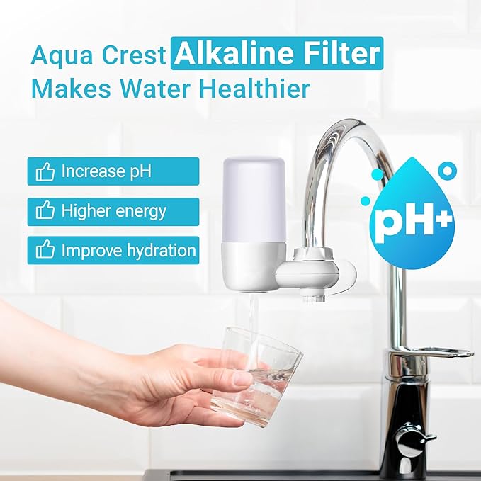 AQUA CREST Alkaline Faucet Water Filter, Replacement for Brita® Filter, Increase PH, Brita® Filter Replacement, 36311 On Tap Water Filtration System, FR-200, FF-100, 2 Packs