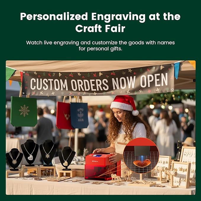 AlgoLaser 10W Laser Engraver Machine: Portable & Smart with 3.5" Touch Screen, Hand Drawing/Wireless/SD Card/Offline Engraving, AlgoOS 2.0 Self Developed System for Wood, Acrylic, Leather