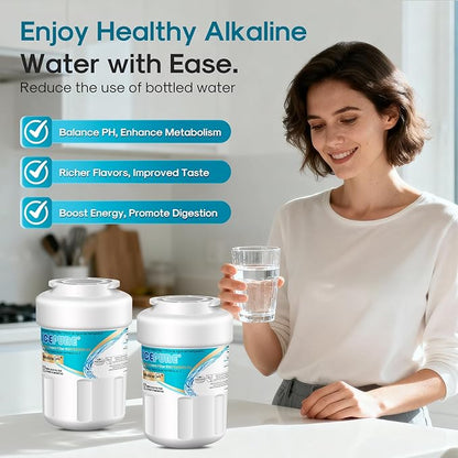 ICEPURE Alkaline RWF0600A-AL Refrigerator Water Filter Replacement for GE MWF, MWFA, MWFINT, MWFP, GWF, 46-9991, Kenmore® 9991, WFC1201, GSE25GSHECSS, GSH25JSDDSS, GSHS6LGBBHSS, Enhances PH, 3Pack