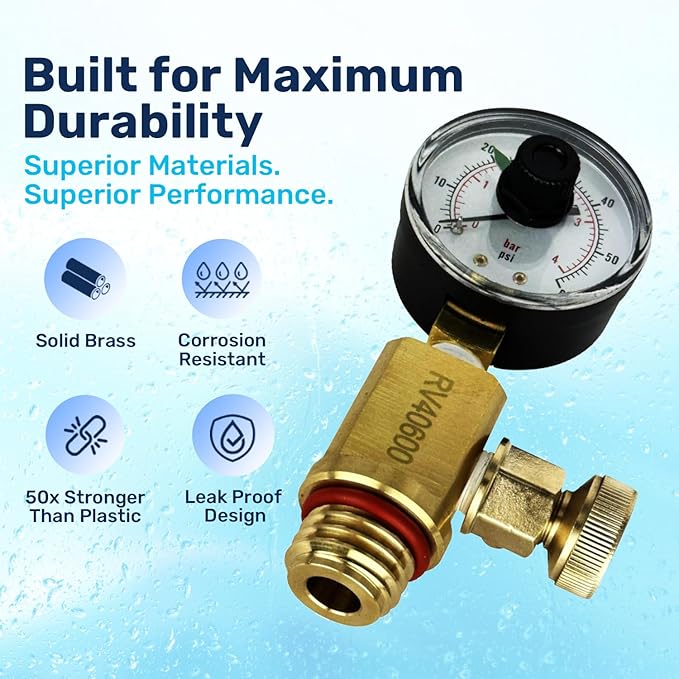 RV40600 (98209800) Brass Air Relief Valve | Compatible with Pool Filter Systems - FNS, Clean and Clear, Quad DE, 4000 Series Filters I Essential Pool Maintenance Accessory, Yellow/Black